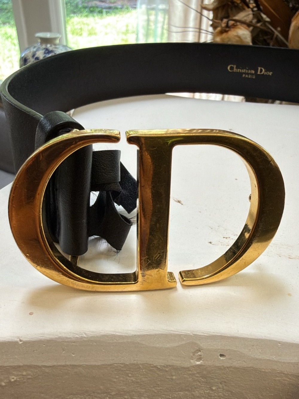 Dior Black Leather Belt with Gold Double 'CD' Buckle - Picture 3 of 7